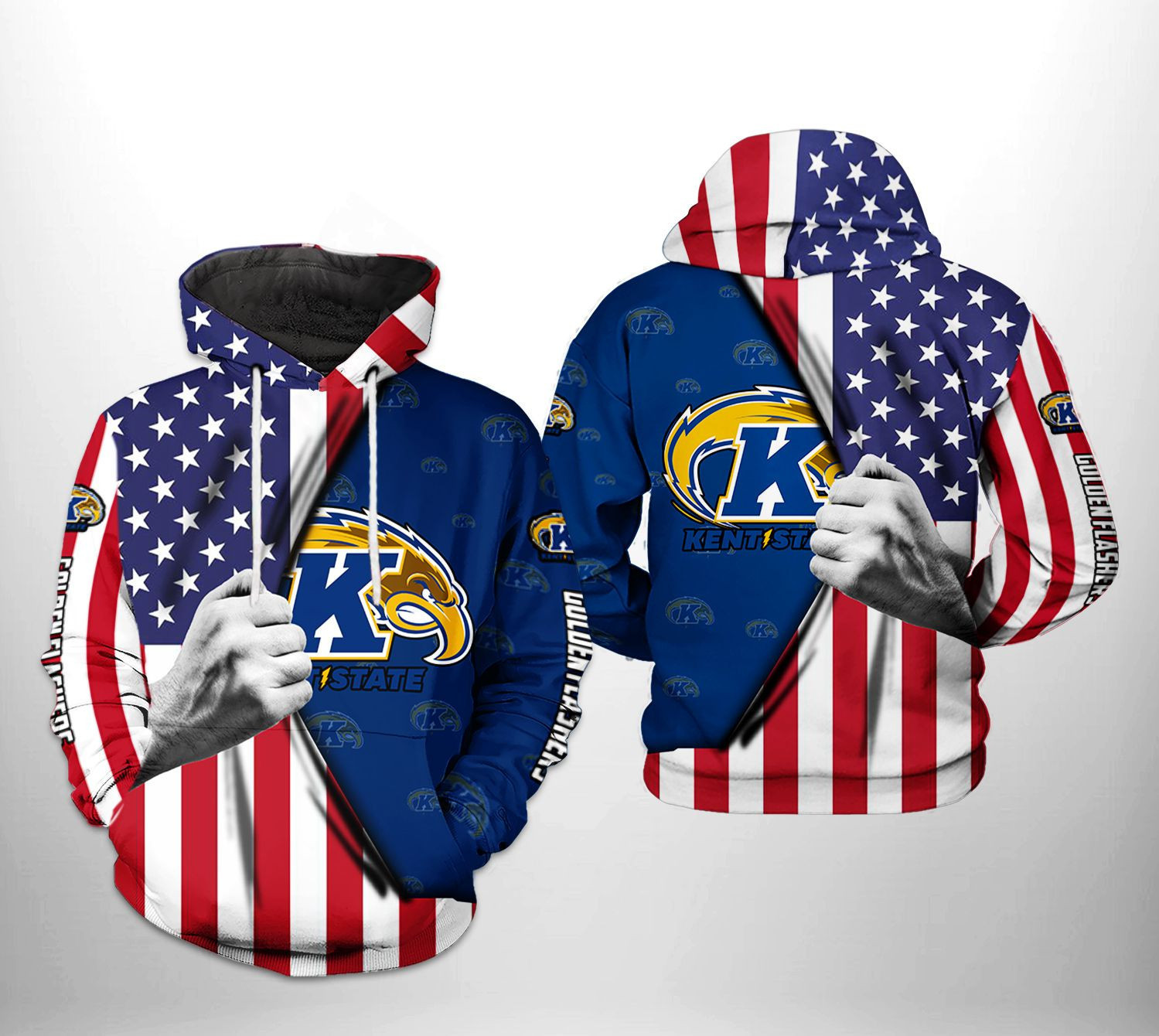 Kent State Golden Flashers NCAA US Flag Hoodie Zip Hoodie Version 581