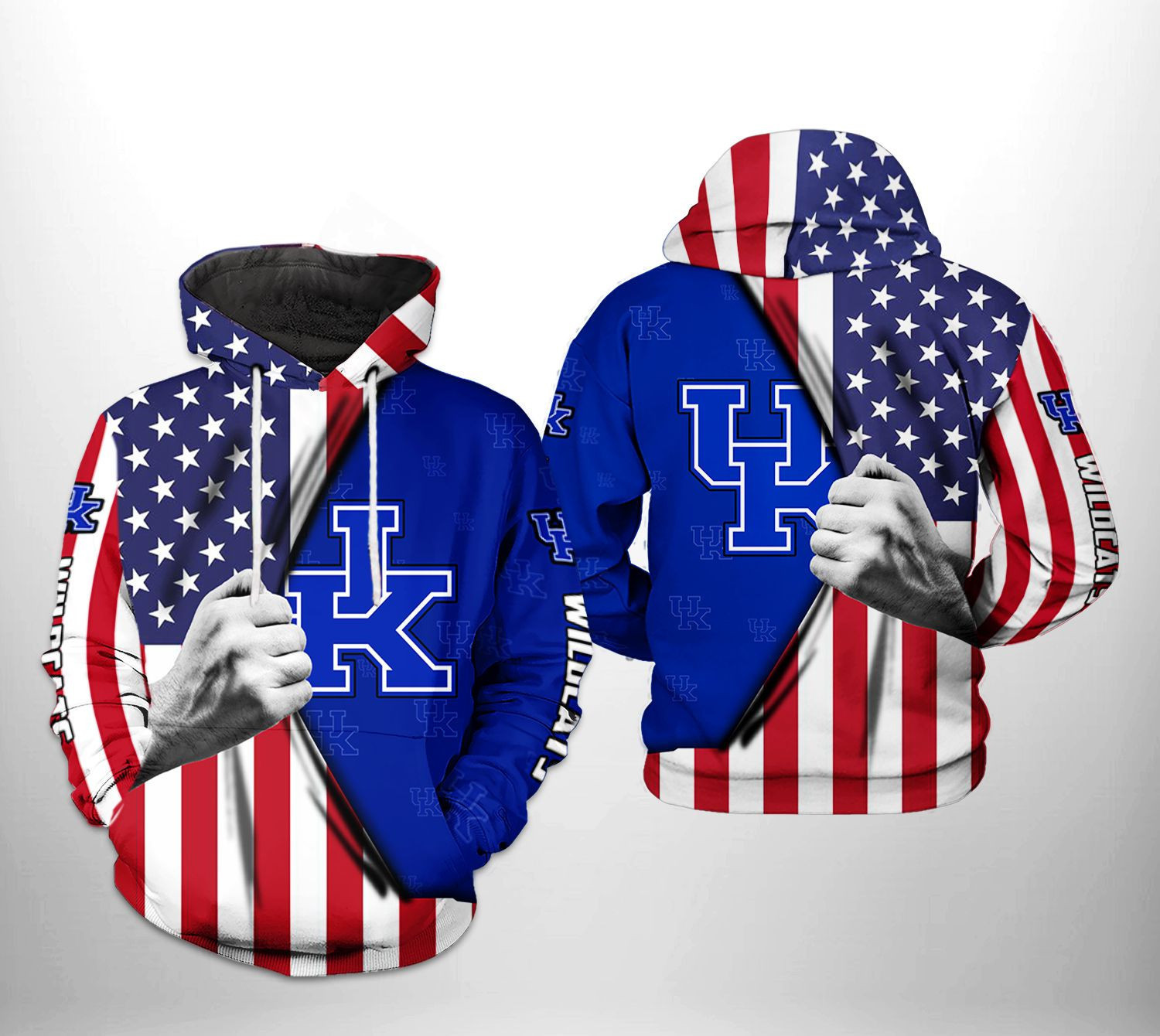 Kentucky Wildcats NCAA US Flag Hoodie Zip Hoodie
