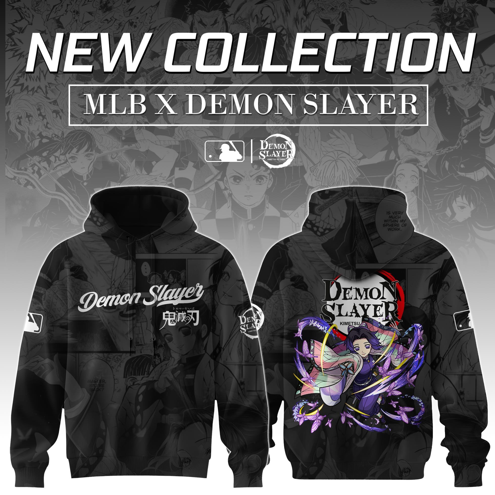 Kocho Shinobu Demon Slayer x MLB Baseball Hoodie Editions Gift For Her