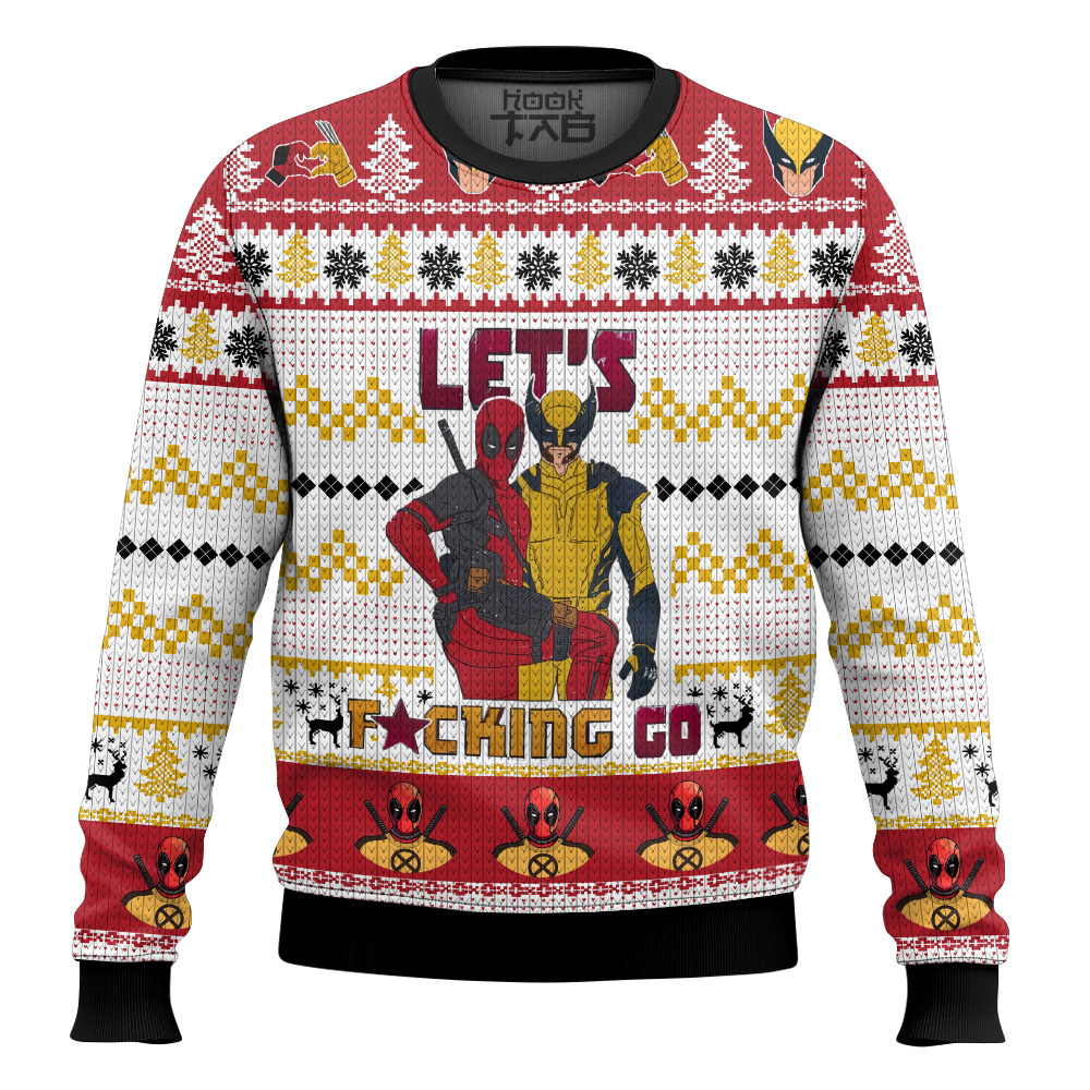 Lets Go Deadpool Wolverine Ugly Sweater