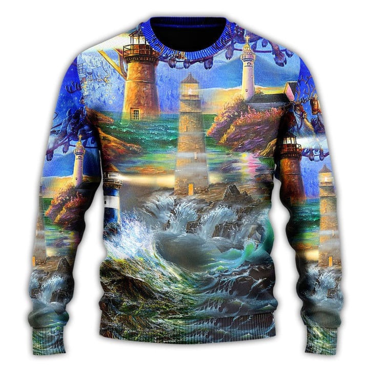 Lighthouse Christmas Santa Shine Like A Lighthouse Ugly Christmas Sweater