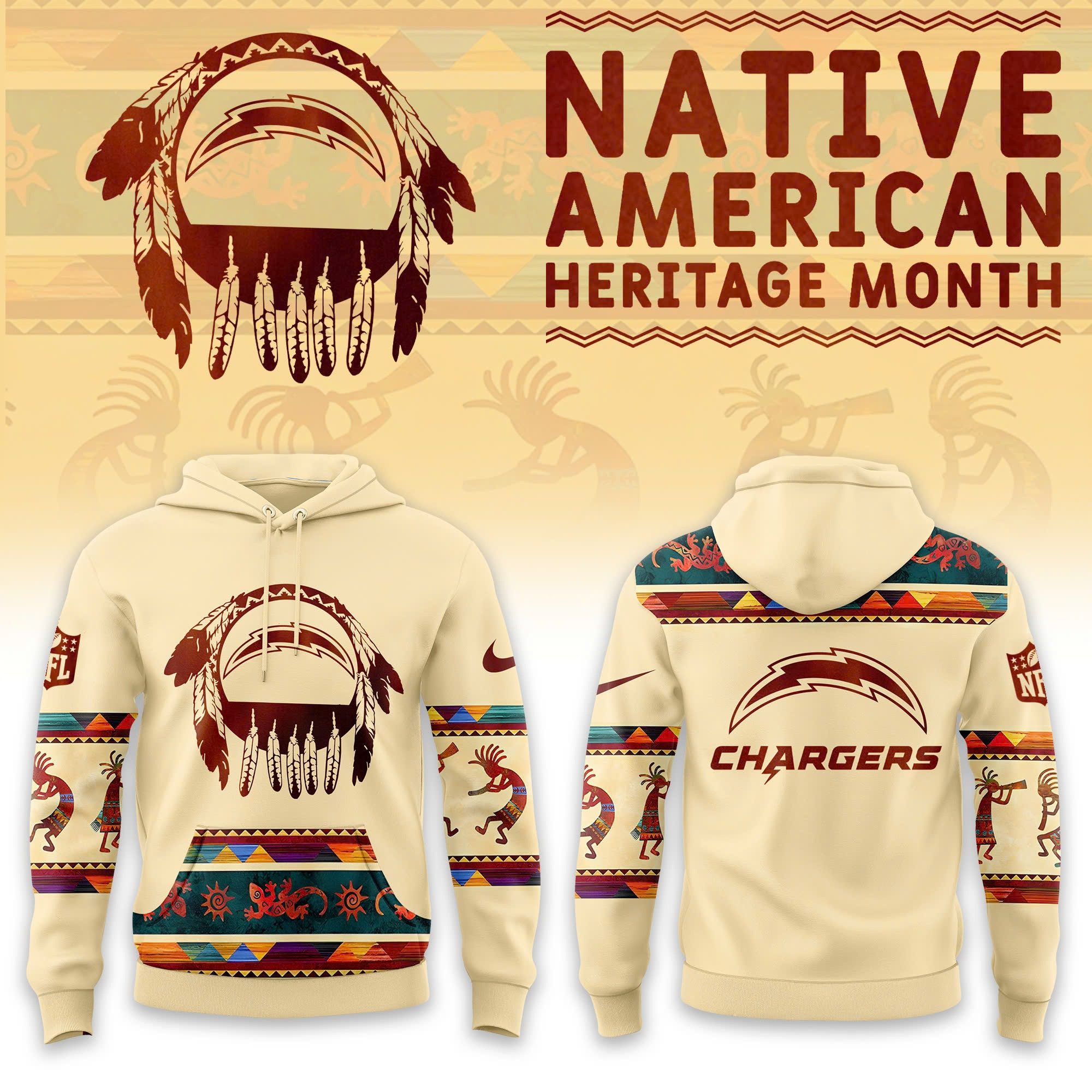 Los Angeles Chargers America Native Edition Hoodie Gifts For Football Fan
