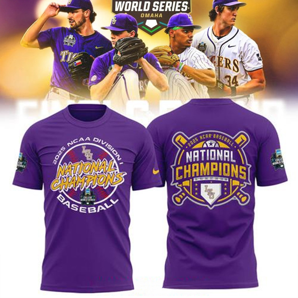 LSU Tigers 2025 NCAA Baseball National Champions Purple T-Shirt LSU Tigers Merch Fans Gifts