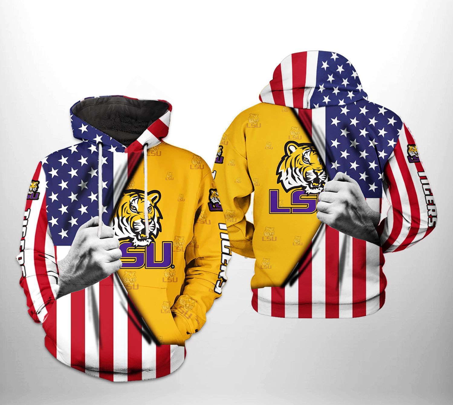 LSU Tigers NCAA US Flag Hoodie Zip Hoodie Version 455