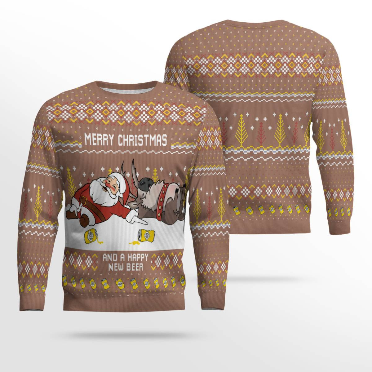 Merry Beermas and a Happy New Beer Ugly Christmas Sweater Mocha Mousse