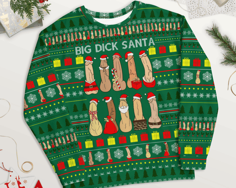 Merry Dickmas Ugly Christmas Sweater Dirty Christmas Sweater Naughty Christmas Green