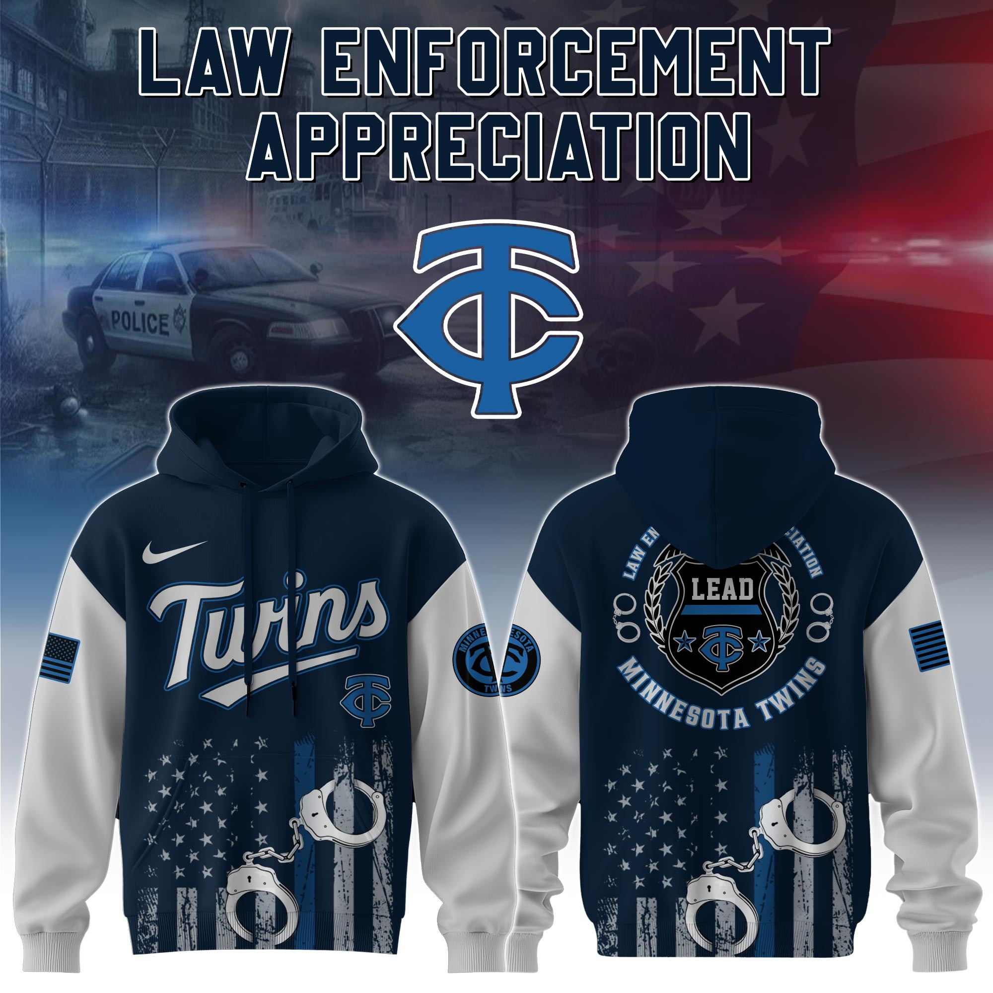 Minnesota Twins MLB x Law Enforcement Appreciation Day Hoodie Presents For Baseball Lovers