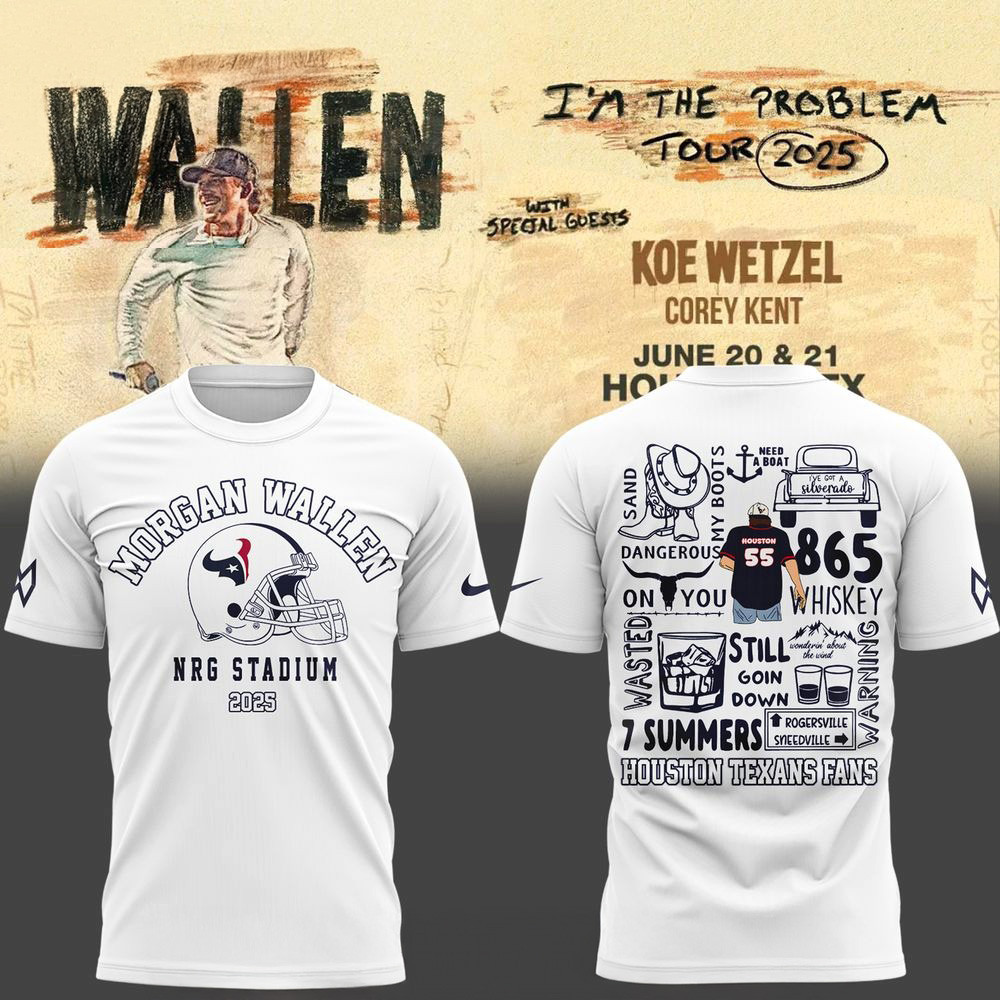 Morgan Wallen X Houston Texans White T-Shirt Best Gift For Football Lovers