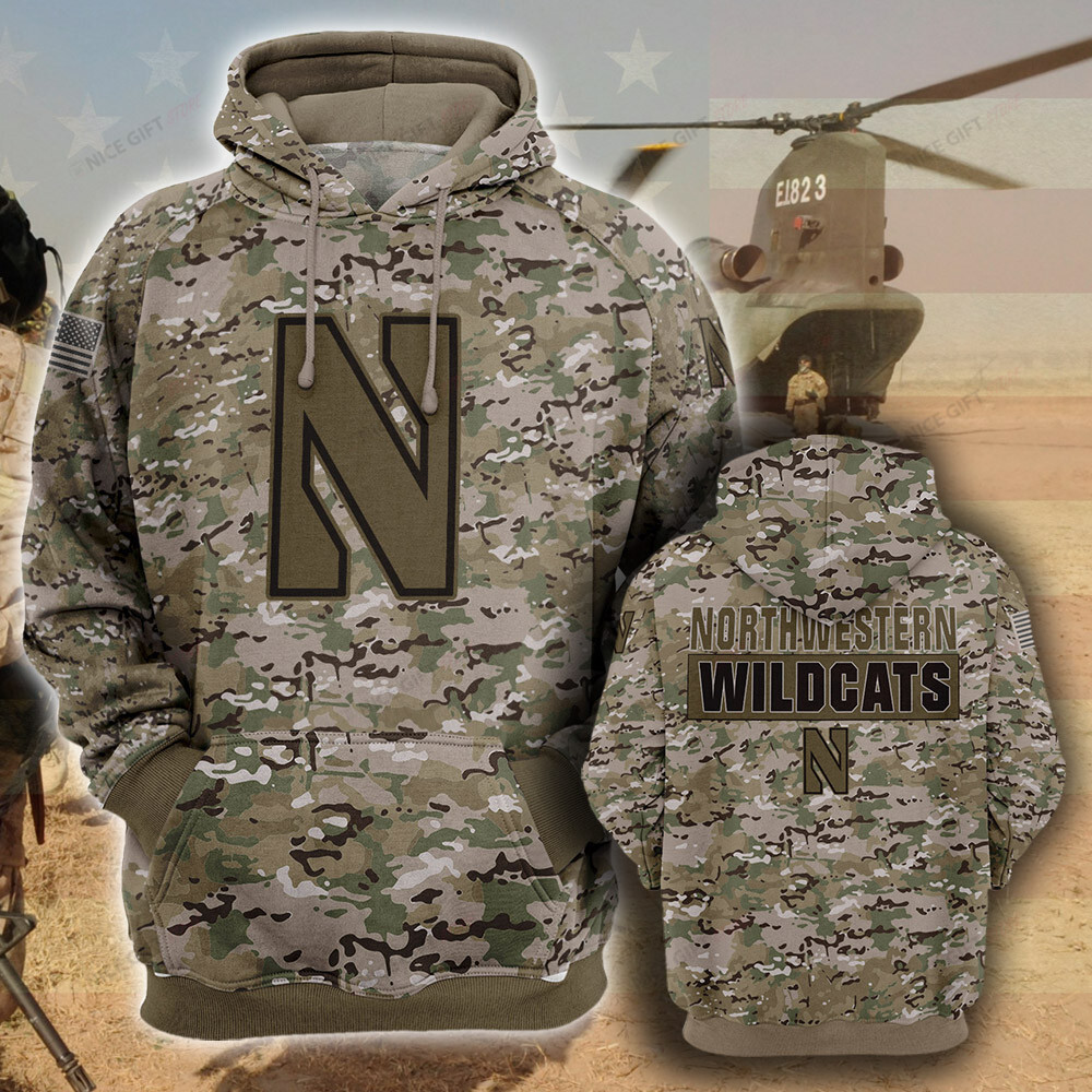 NCAA Northwestern Wildcats Camouflage 3D Hoodie MTD2T2