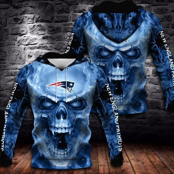 New England Patriots Skull Hoodie Zip Hoodie Version 1377