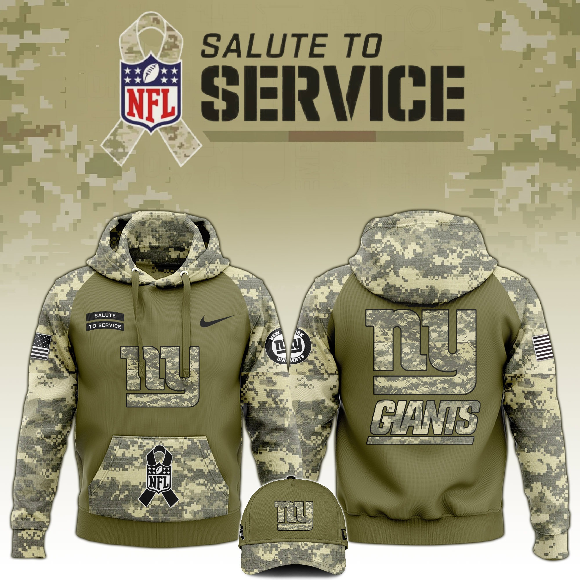 New York Giants Salute to Service Club Edition Camo Hoodie Unique NY Giants Merch