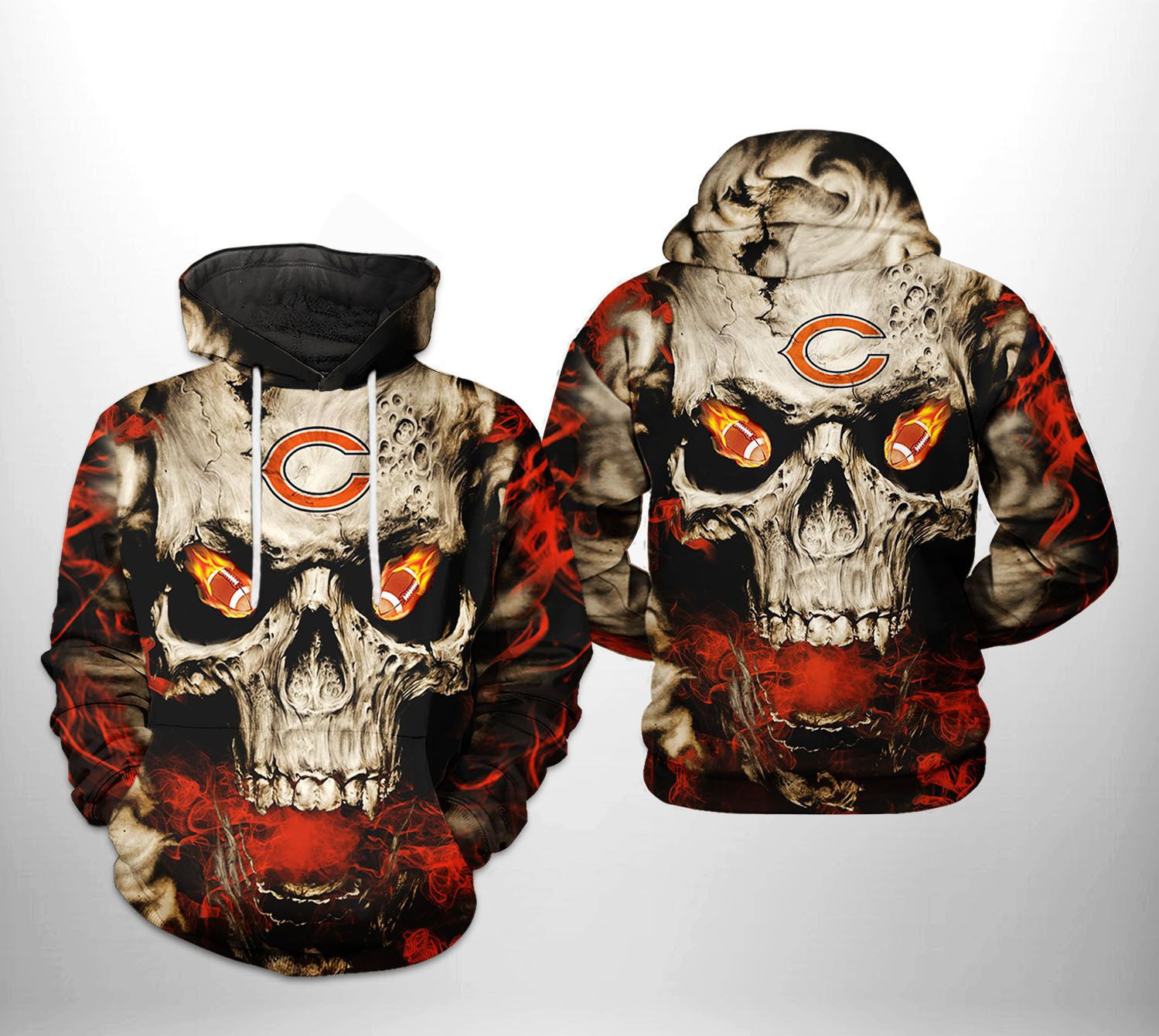 NFL Chicago Bears NFL Skull Team Hoodie Zip Hoodie