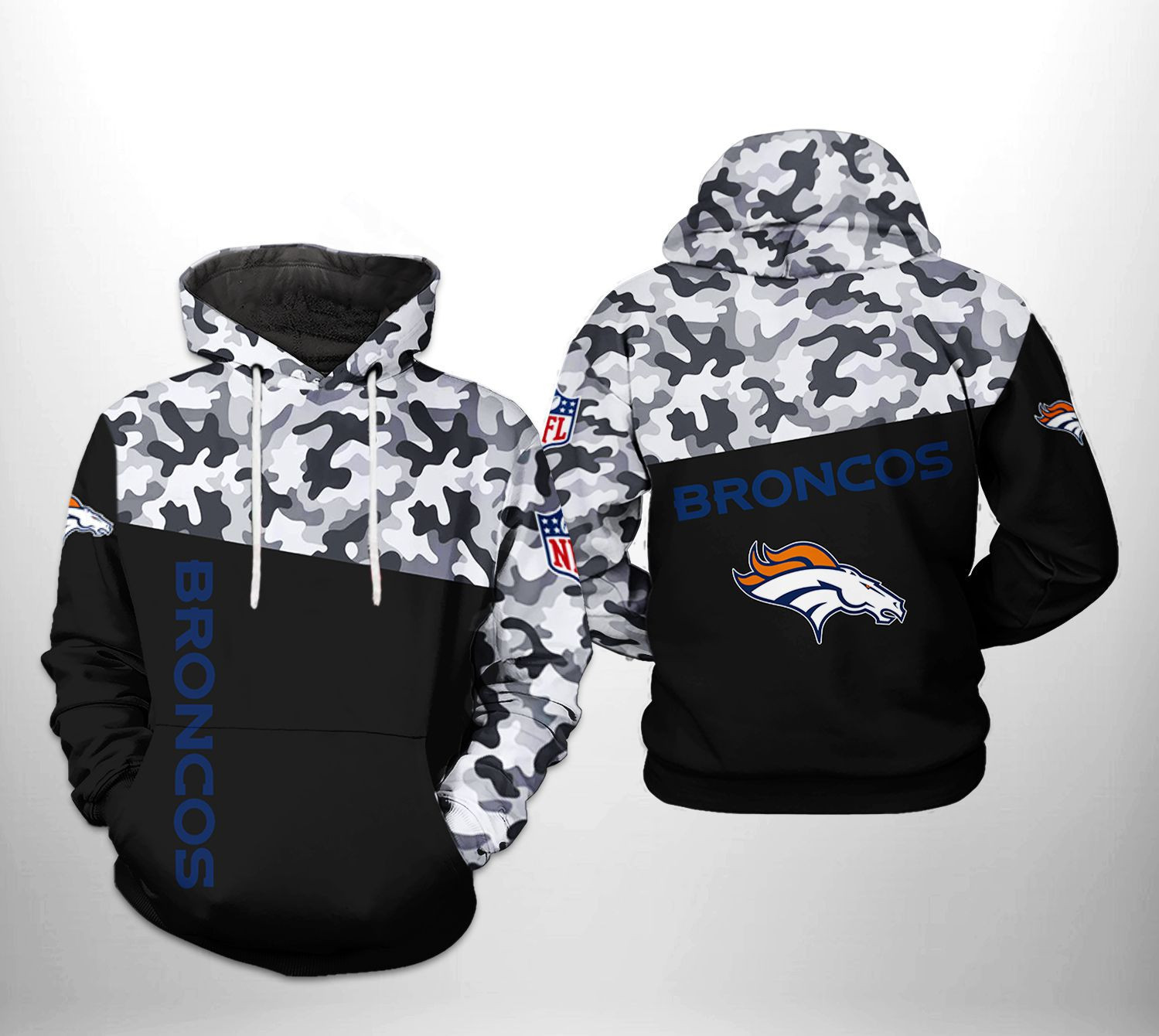 NFL Denver Broncos NFL Camo Veteran Team Hoodie Zip Hoodie