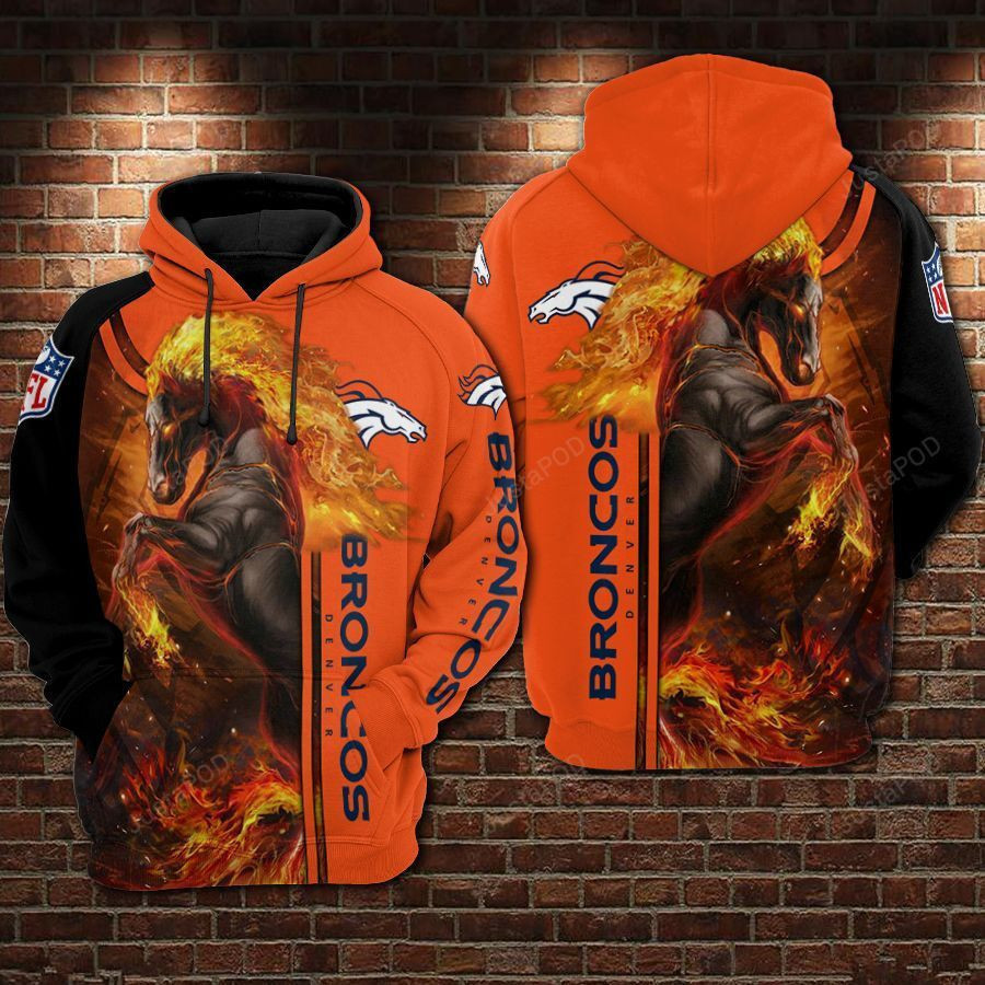NFL Denver Broncos Nfl Football Fire Hoodie Zip Hoodie
