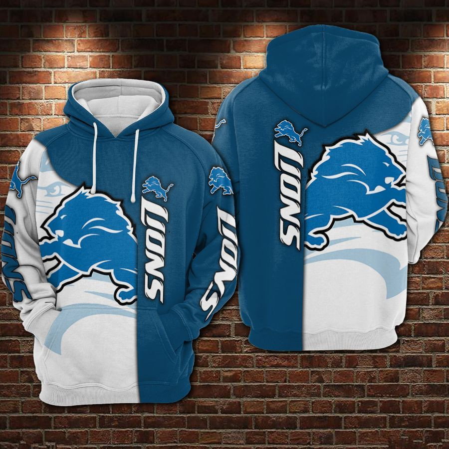 NFL Detroit Lions Football Blue Hoodie Zip Hoodie