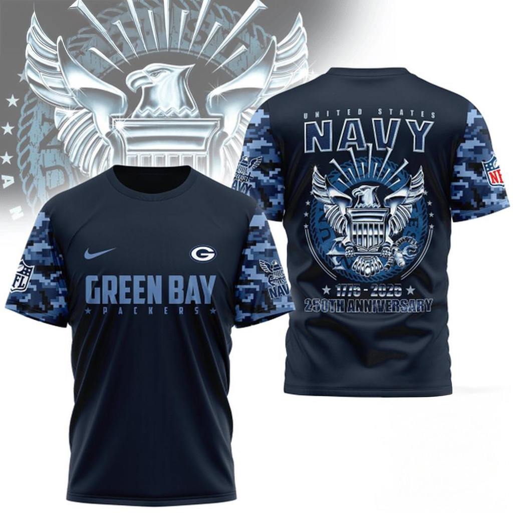 NFL Green Bay Packers US Navy 250th Anniversary 17752025 3d Shirt Packers Merch