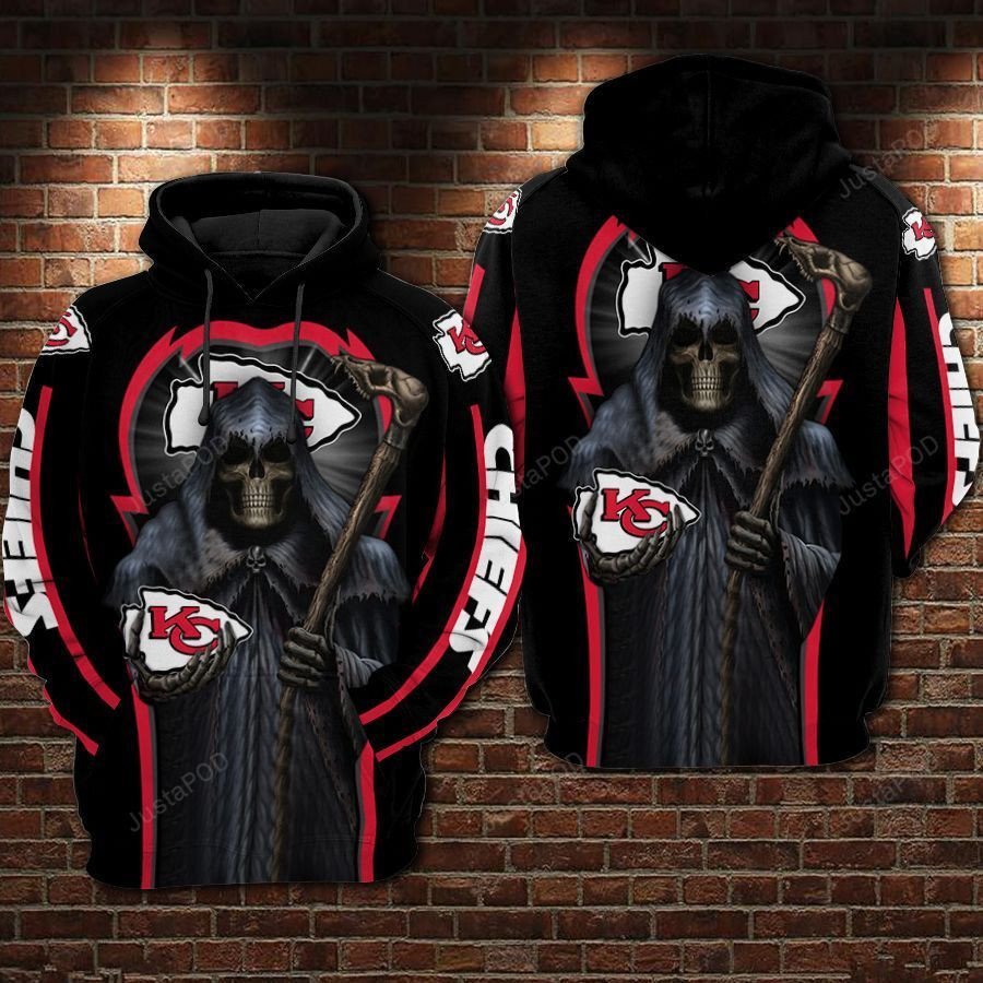 NFL Kansas City Chiefs Nfl Football Skull Death Hoodie Zip Hoodie