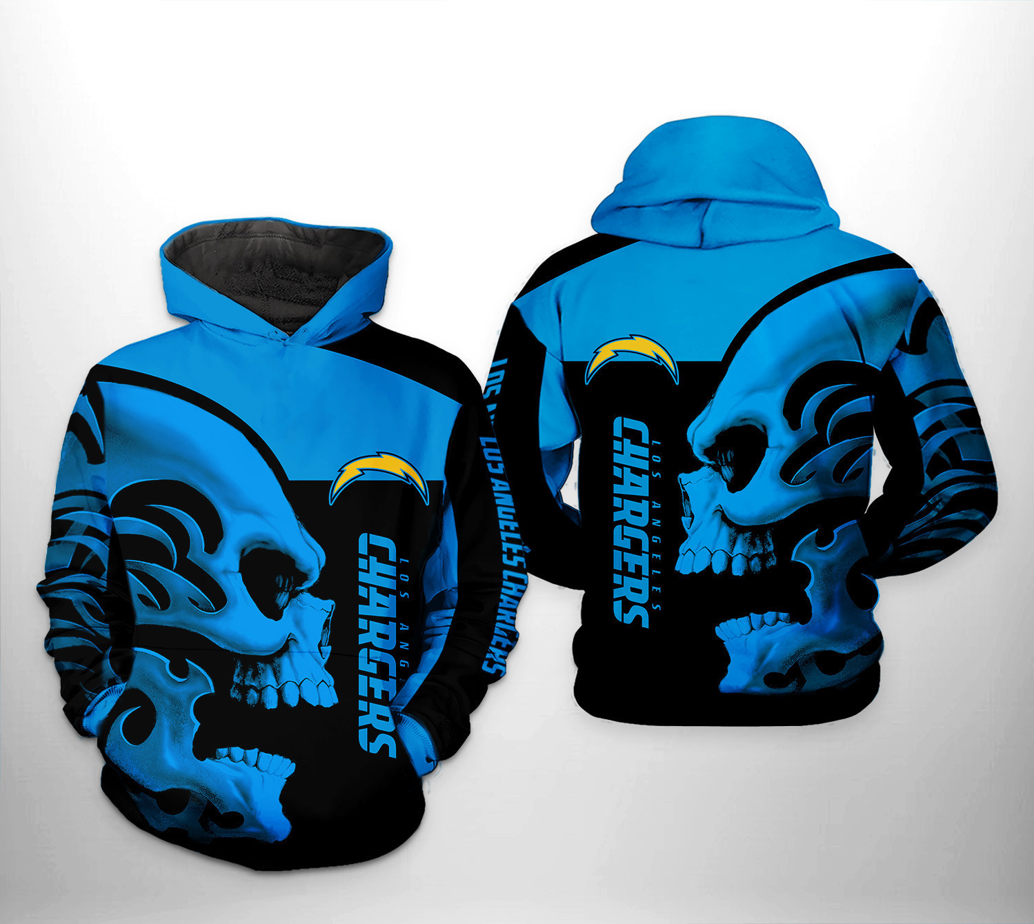 NFL Los Angeles Chargers NFL Skull Hoodie Zip Hoodie