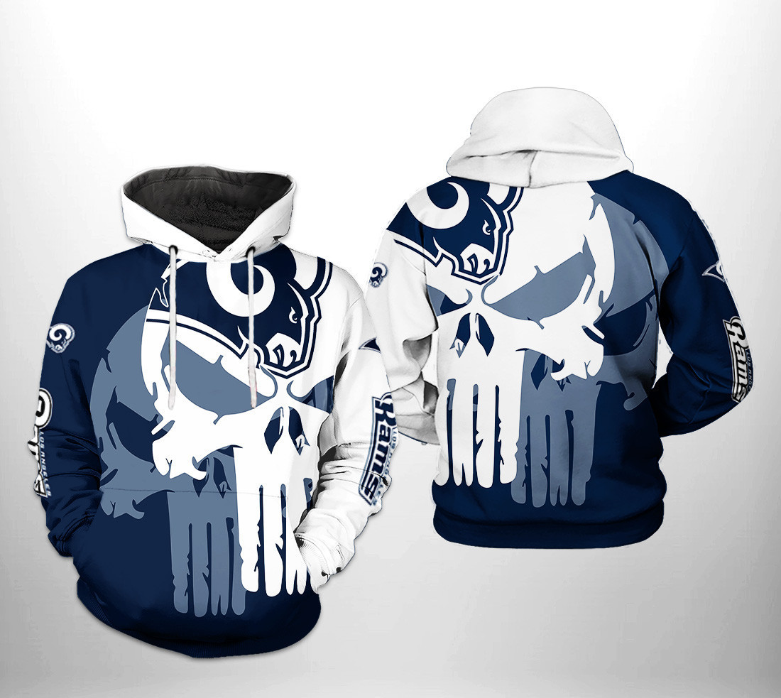 NFL Los Angeles Rams NFL Team Skull Hoodie Zip Hoodie