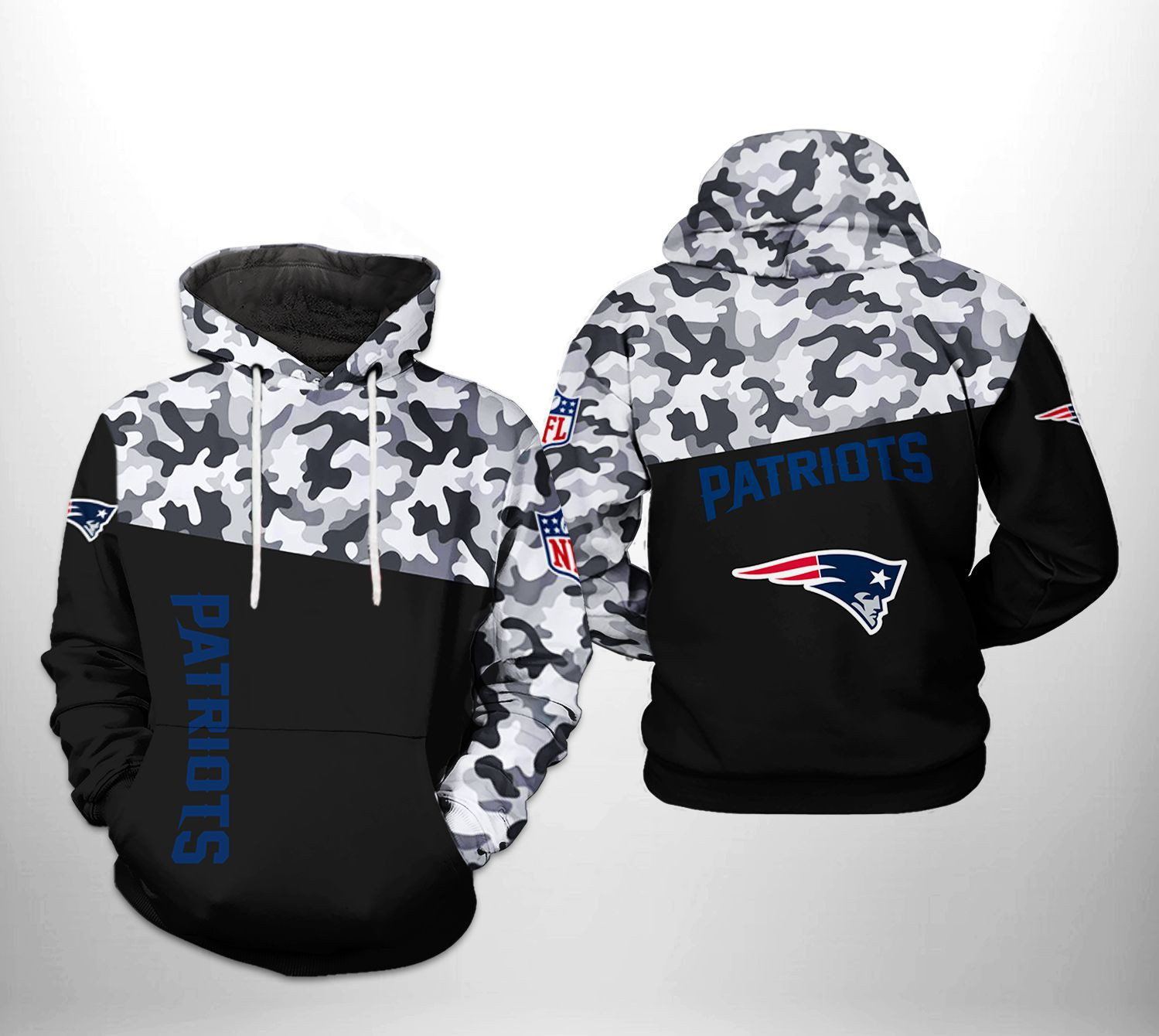 NFL New England Patriots NFL Camo Veteran Team Hoodie Zip Hoodie