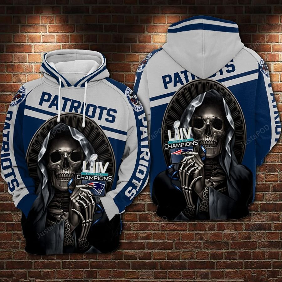 NFL New England Patriots Nfl Football Skull Death Hoodie Zip Hoodie