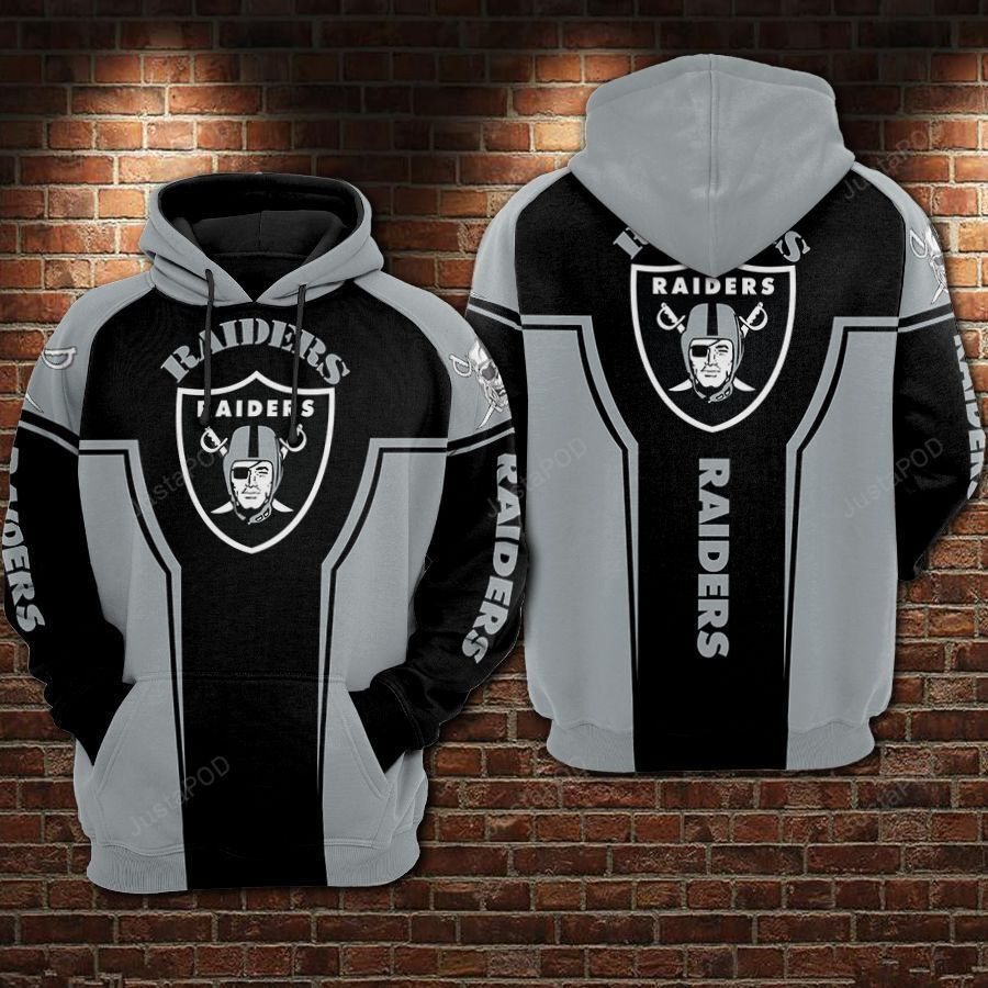 NFL Oakland Raiders Nfl Football Gray Hoodie Zip Hoodie Version 76