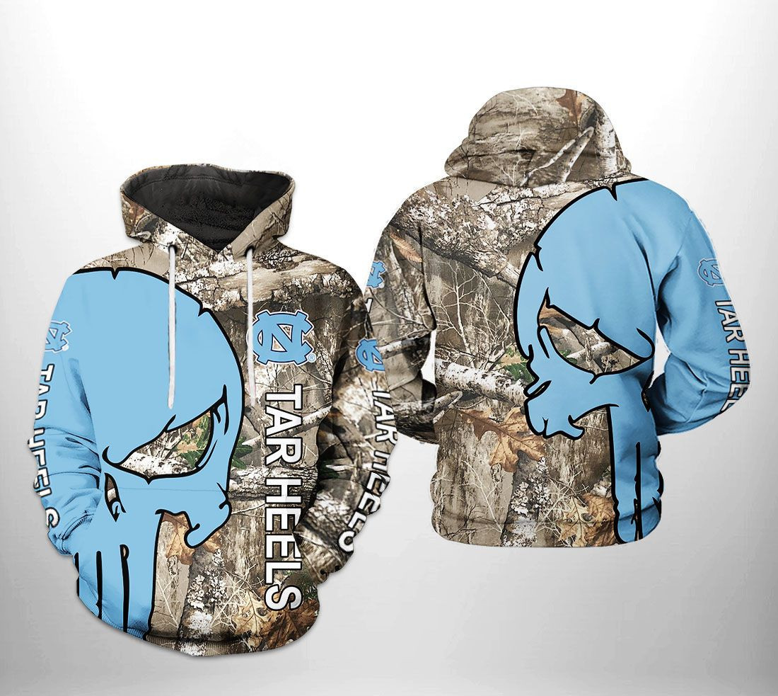 North Carolina Tar Heels NCAA Camo Veteran Hunting Hoodie Zip Hoodie