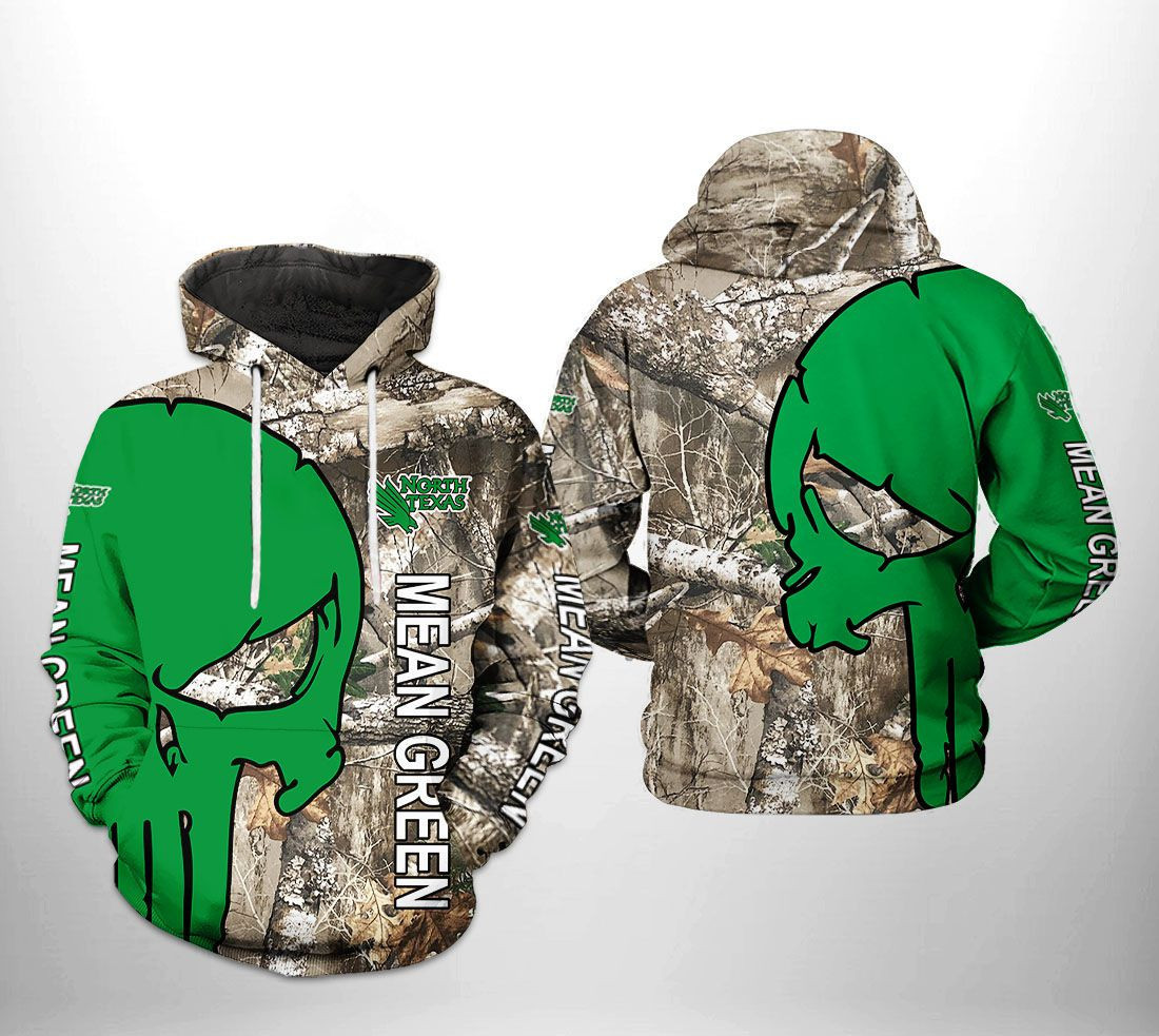 North Texas Mean Green NCAA Camo Veteran Hunting Hoodie Zip Hoodie