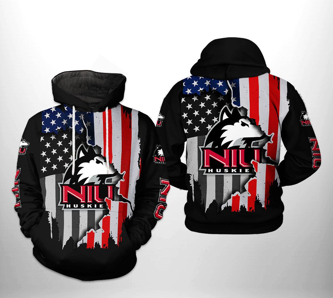 Northern Illinois Huskies NCAA US Flag Hoodie Zip Hoodie