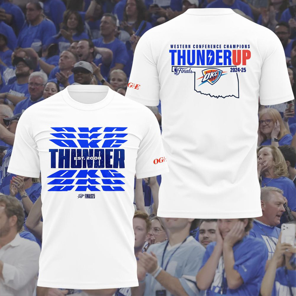 OKC Oklahoma City Thunder NBA Finals White Shirt OKC Merch Basketball Fan Gift Ideas