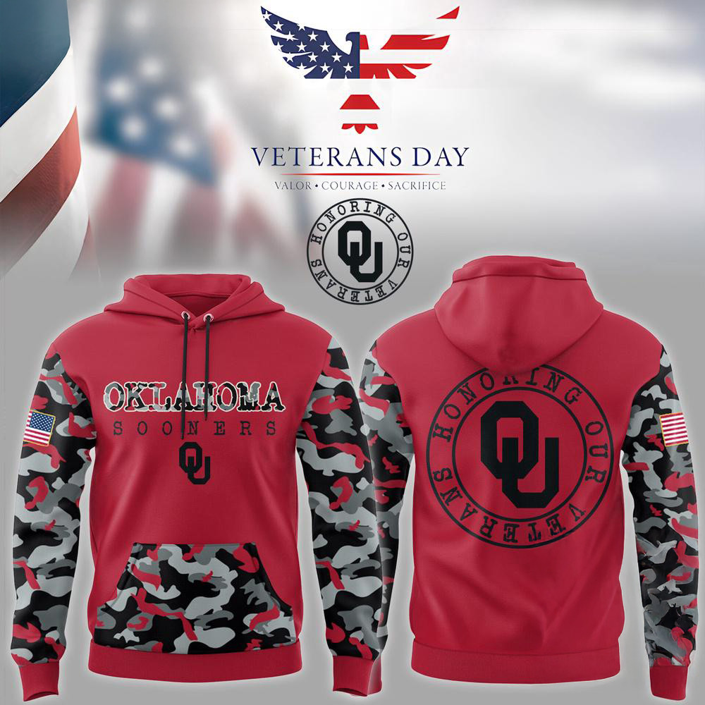Oklahoma Sooners NCAA 2025 Veterans Camo Hoodie Football Fan Gift Ideas