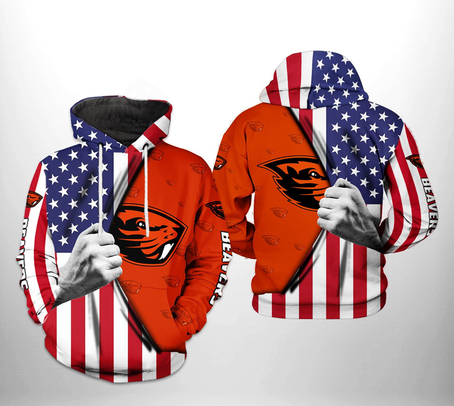 Oregon State Beavers NCAA US Flag Hoodie Zip Hoodie