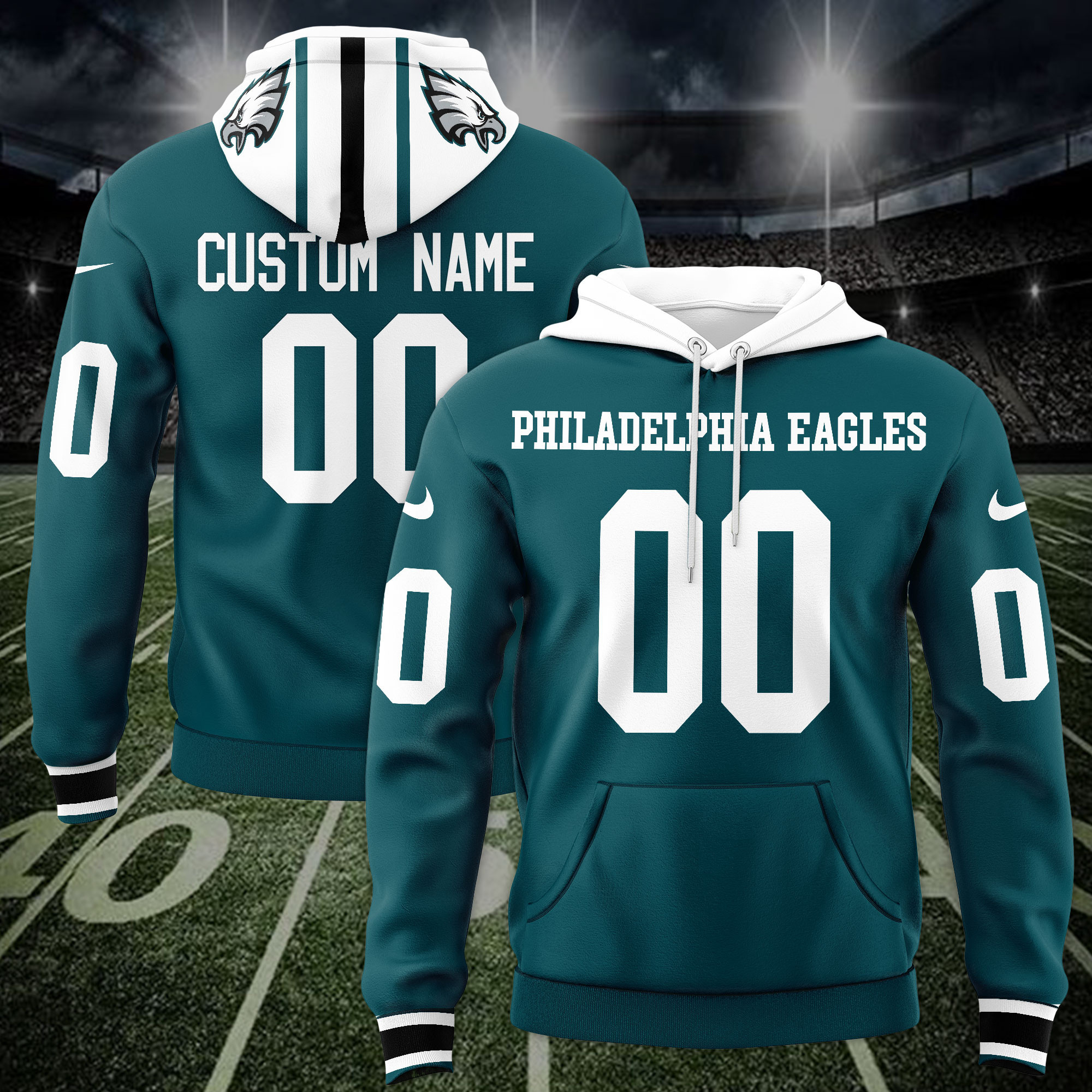Philadelphia Eagles Custom Name And Number 3D Hoodie