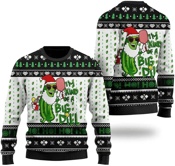 Pickleball Symol Im Kind Of Big Dill Noel Pattern For Sport Lovers Ugly Christmas Sweater