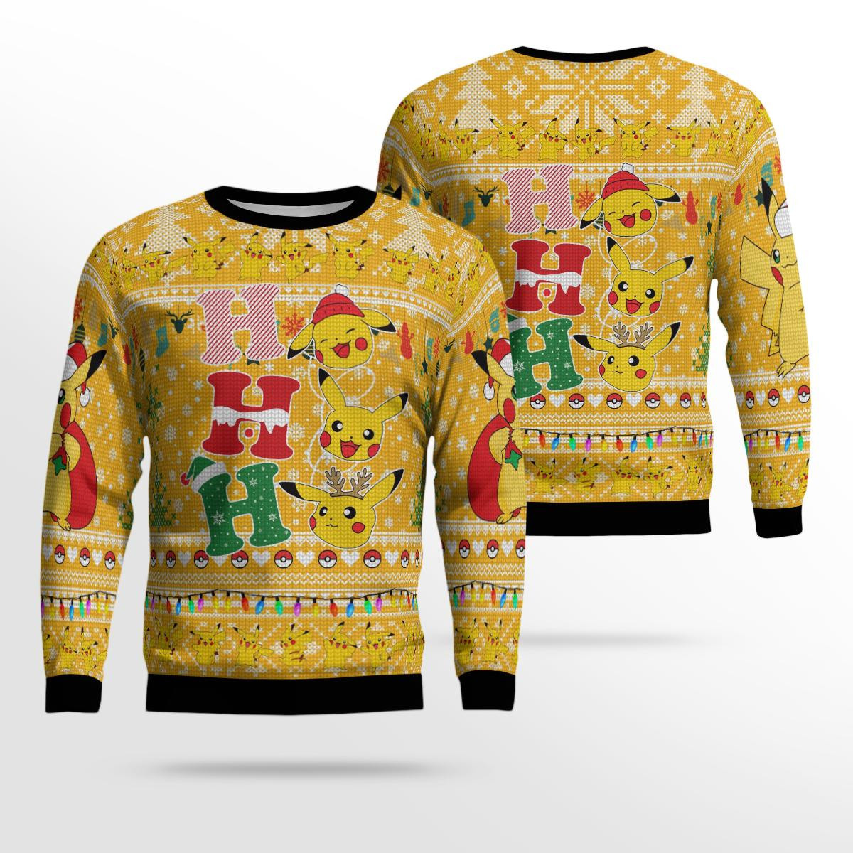 Pikachu Ho Ho Ho Pokemon Xmas AOP Ugly Sweater