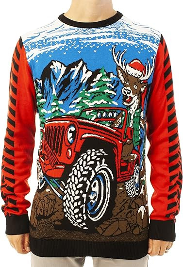 Reindeer Off Roading Ugly Christmas Sweater