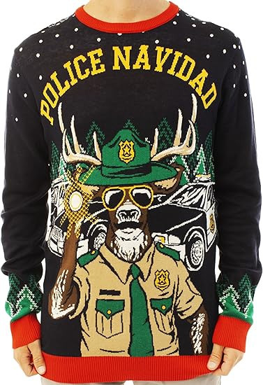 Reindeer Police Navidad Ugly Christmas Sweater
