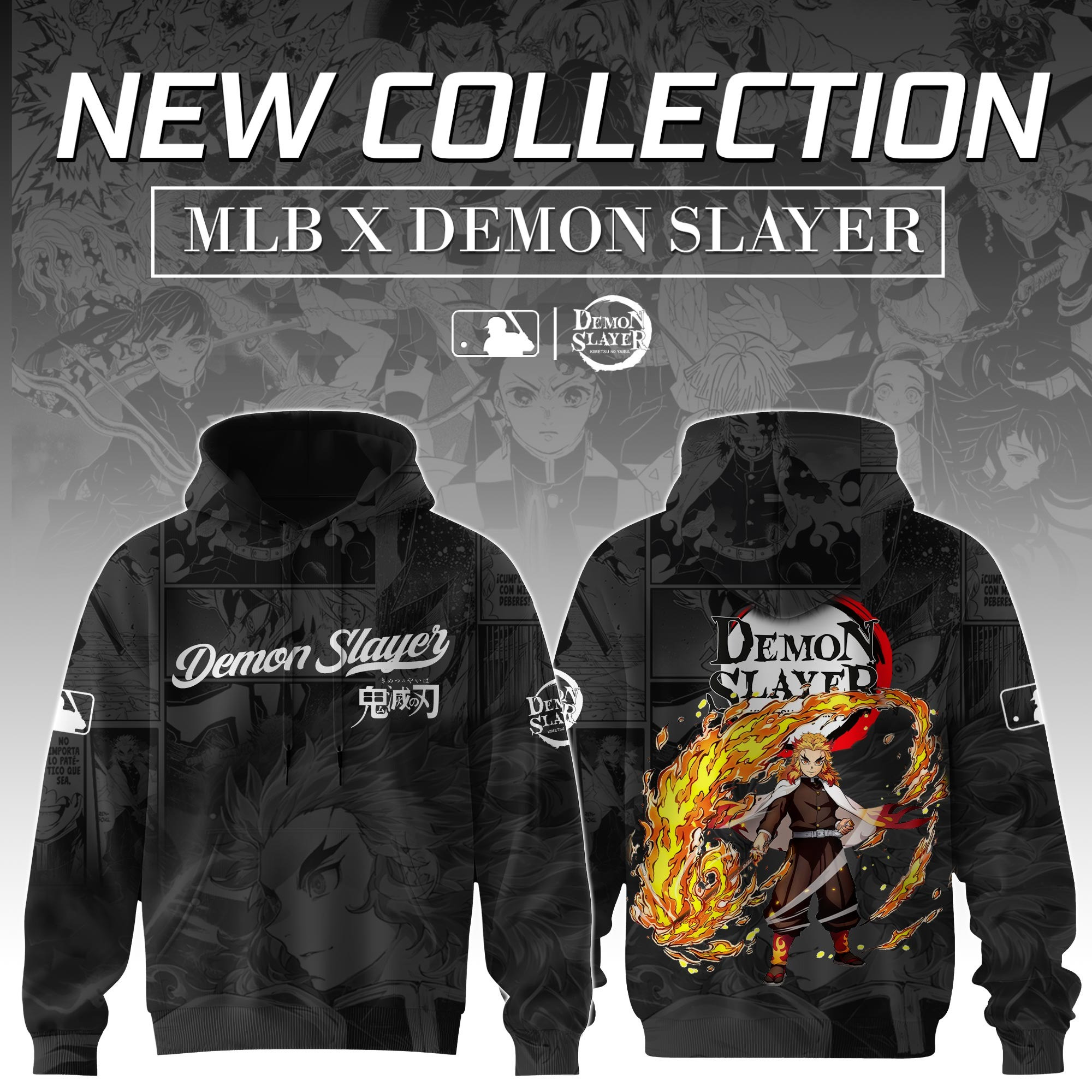Rengoku Kyojuro Demon Slayer x MLB Baseball Hoodie Editions Perfect Gift For Him