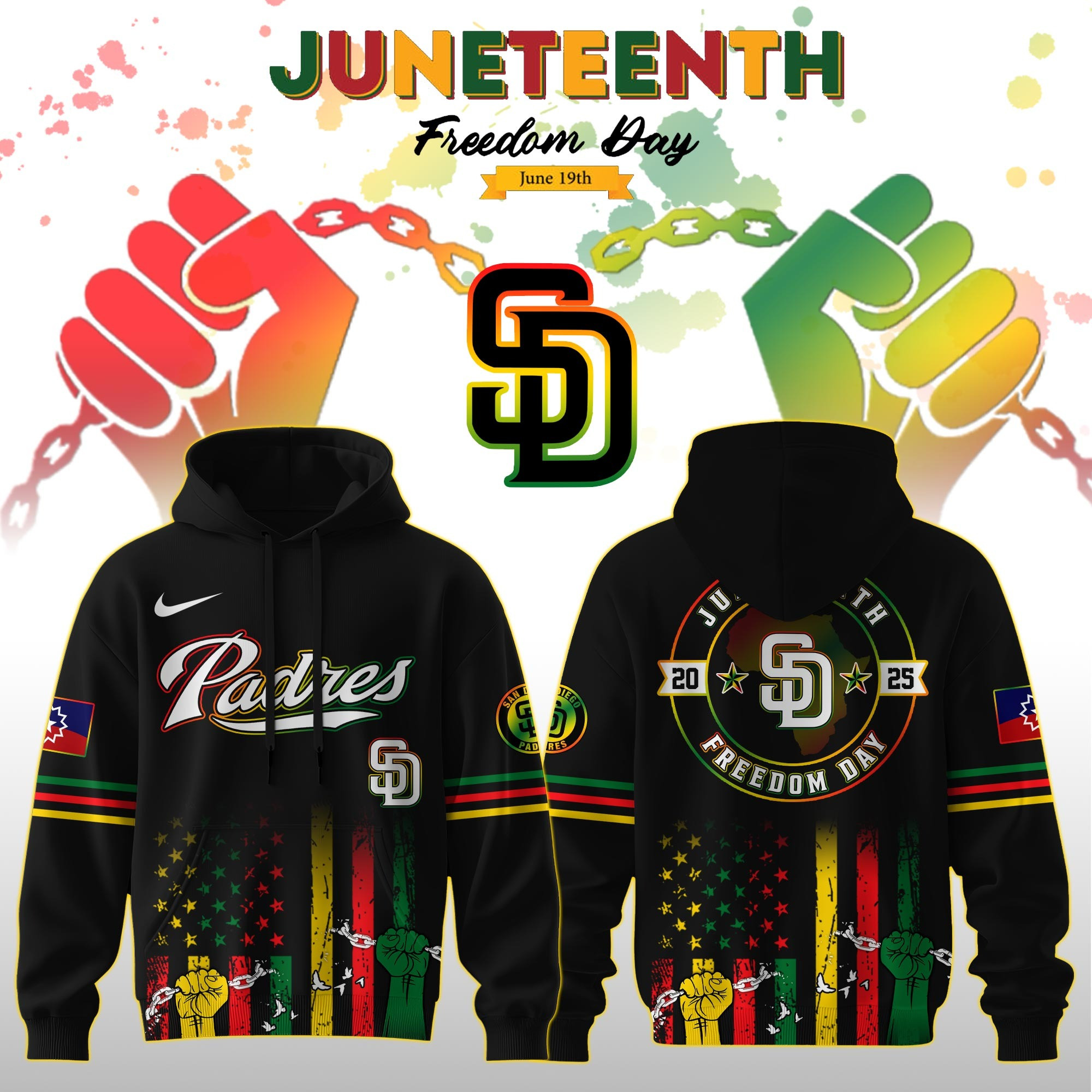 San Diego Padres MLB X Juneteenth Day 2025 Hoodie Baseball Lover Fan Merch Gifts For Him
