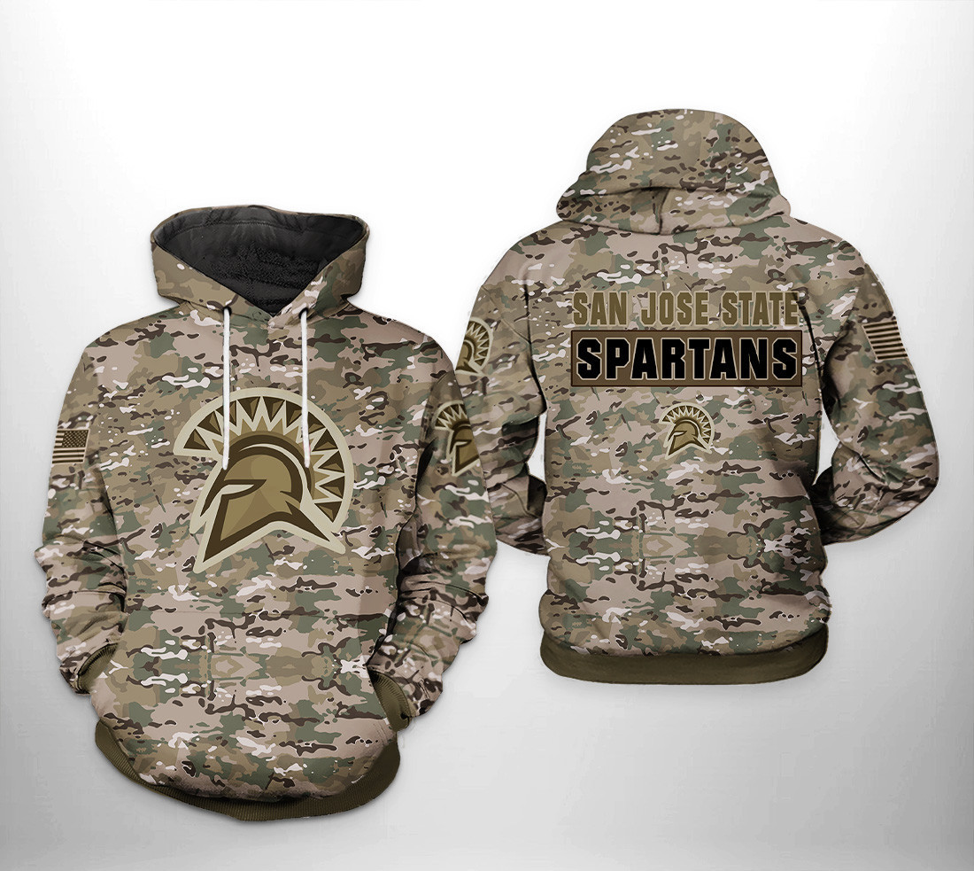 San Jose State Spartans NCAA Camo Veteran Hoodie Zip Hoodie
