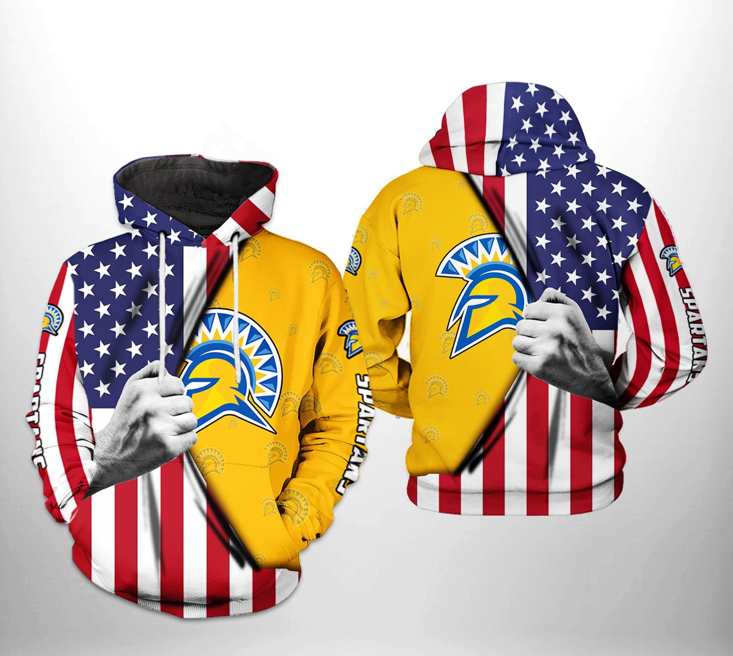 San Jose State Spartans NCAA US Flag Hoodie Zip Hoodie Version 2170