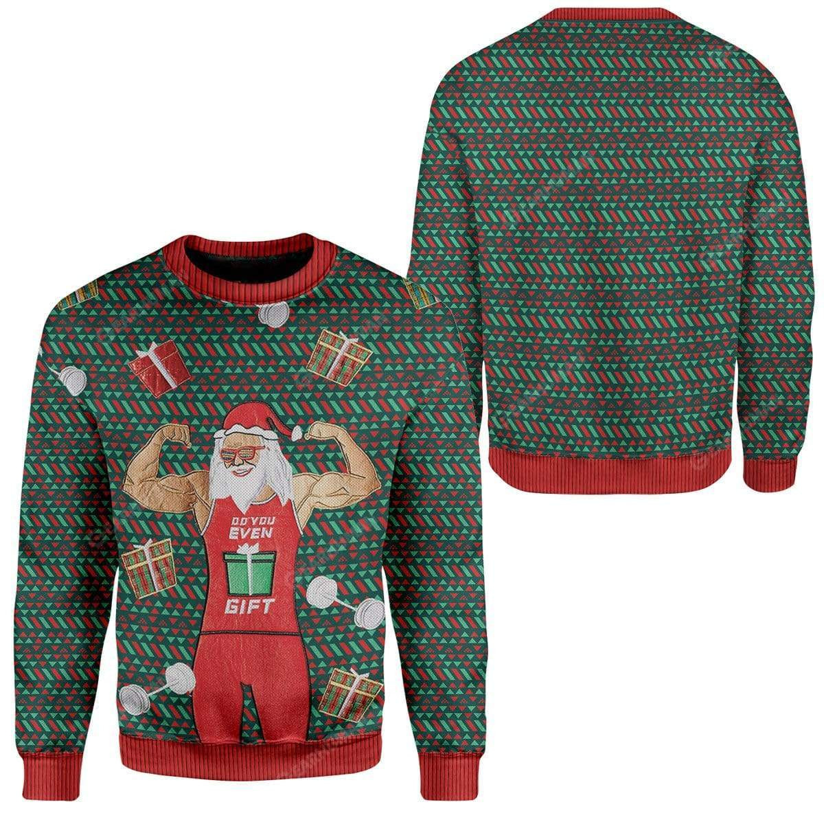 Santa Fitness Do You Even Gift Ugly Christmas Sweater