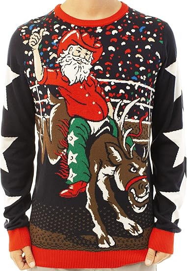 Santa Rodeo Reindeer Ugly Christmas Sweater