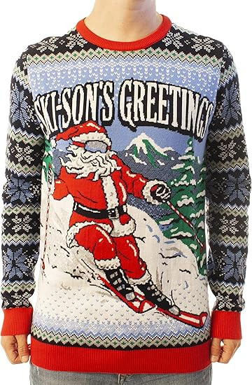 Santa Skisons Greetings Ugly Christmas Sweater