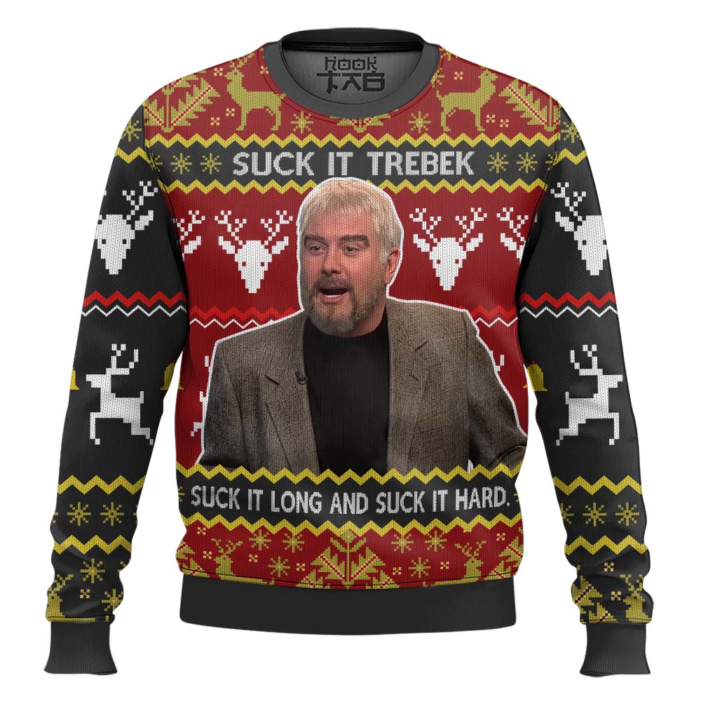 Saturday Night Live Sean Connery Suck It Trebek Ugly Christmas Sweater