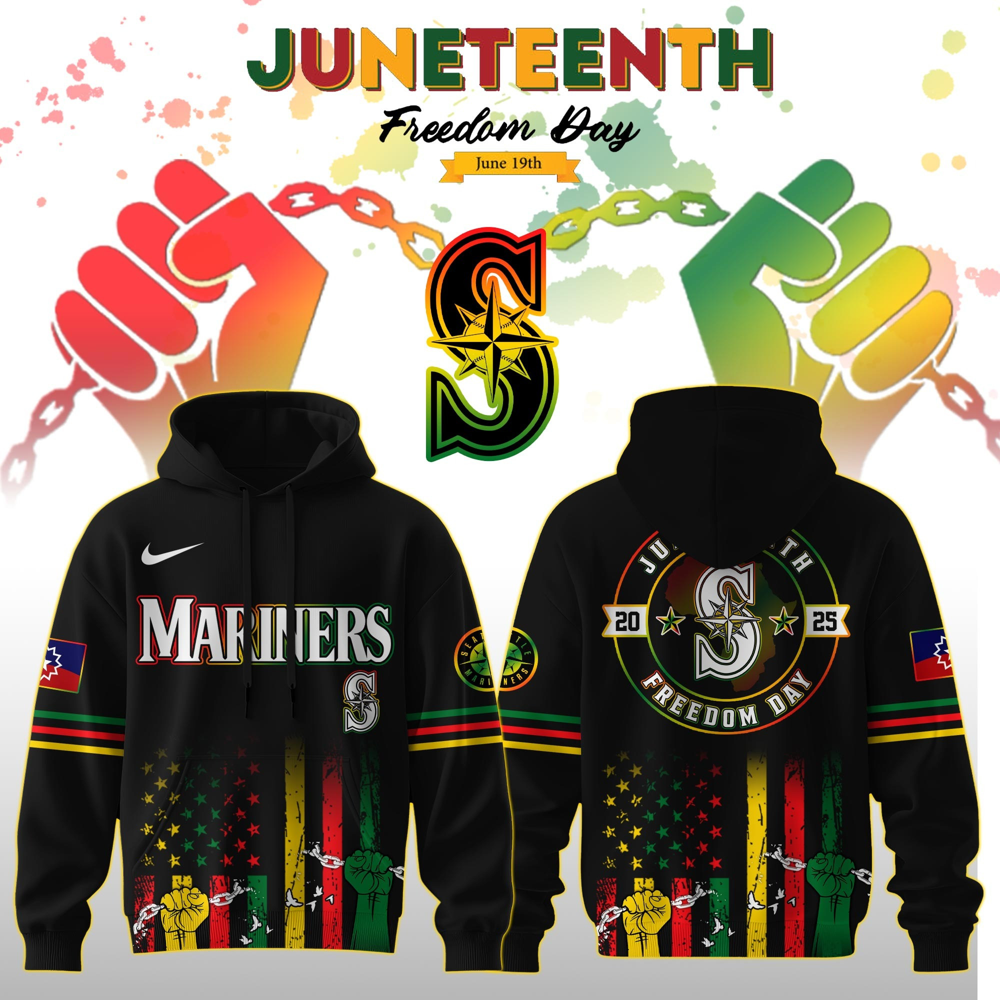 Seattle Mariners MLB X Juneteenth Day 2025 Hoodie Baseball Fan Merch Fathers Day Gifts