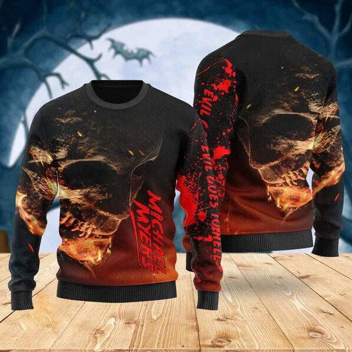 Skull Michael Myers Sweater Halloween Ugly Sweater