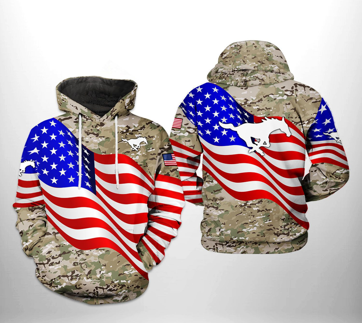 SMU Mustangs NCAA US Flag Camo Veteran Hoodie Zip Hoodie