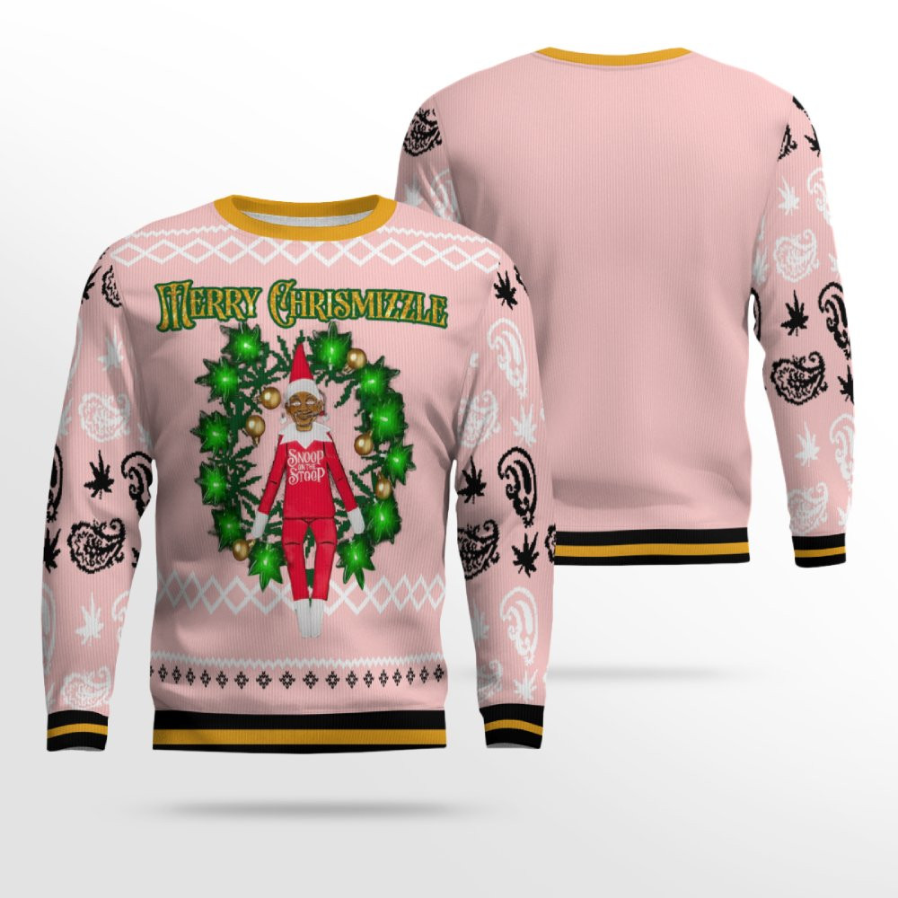 Snoop on the Stoop Merry Chrismizzle Christmas Sweater Powder Pink