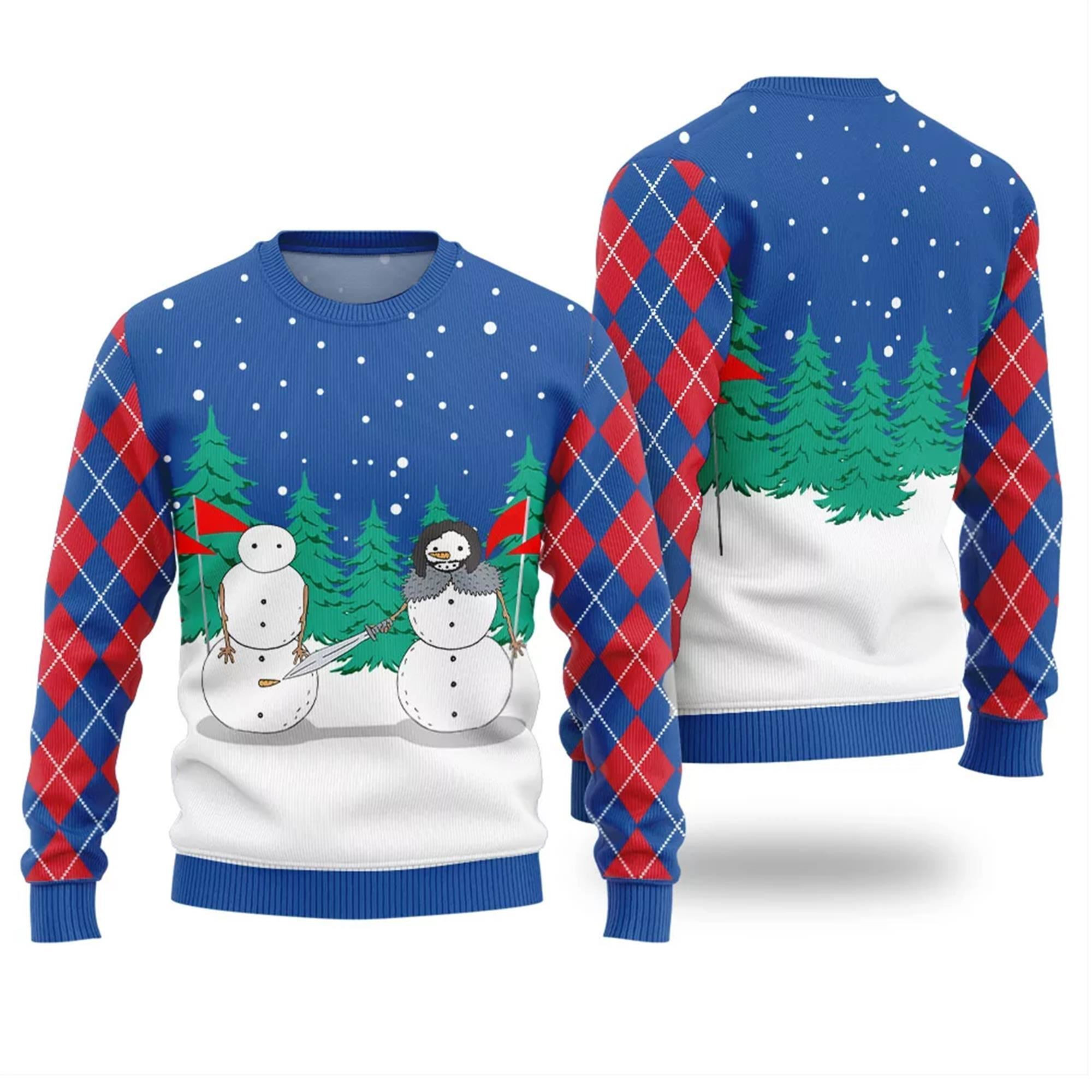 Snowman Battle Ugly Christmas Sweater